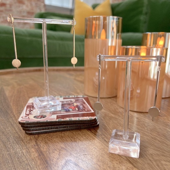 Brushed Metal Dangle Disc Earrings - Picture 3 of 16